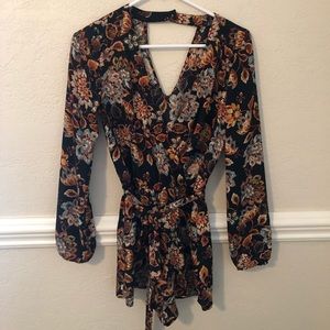 Black floral romper
